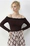 Women's Bitter Brown Strappy Lace Detailed Madonna Collar Blouse 1064 60286037 - 3