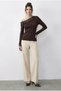 Women's Bitter Brown Lace Detailed Madonna Collar Blouse 1063 60286036 - 2