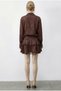 Women's Brown Leopard Patterned Satin Textured Lace Detailed Belted Flounce Dress 7575 60286038 - 4