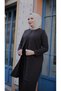 Plus Size Fan-Embellished Mother's Dress with Stone Detail - 4