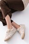 Women's Daily Beige Sneakers Lace-Up Comfortable Sneakers - 4