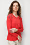 Women's Crew Neck Embroidered Combed Cotton Blouse Coral - 2