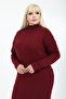 Burgundy Half Turtleneck Knitted Dress - 7