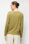 Women's Crew Neck Two-Color Embroidered Stone-Embellished Combed Cotton Blouse Khaki - 3