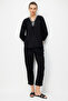 Women's V-Neck Ethnic Embroidered Long Sleeve Blouse Black - 5