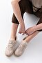 Women's Daily Beige Sneakers Lace-Up Comfortable Sneakers - 6