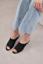 Joy Black Color Short Heeled Women's Shoes Slipper - 2