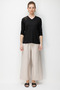 Women's V-Neck Shoulder Embroidered Combed Cotton Blouse Black - 5