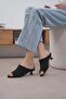 Joy Black Color Short Heeled Women's Shoes Slipper