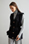 Women's Black Gold Button Detailed Soft Vest - 3