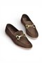 Y291262402 Brown Suede Buckle Detail Women Ballet Flats - 5