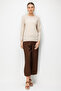 Women's Crew Neck Patterned Long Sleeve Fine Knit Blouse Beige - 2