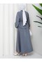 Zippered Tie-Down Detailed Shirt & Skirt with Scarf Hijab Set Rc9032 - 6