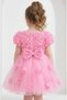 Girl's Rose Detailed Tulle Dress Princess Model 2 Pieces-1693 - 2