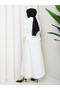 Zippered Tie-Down Detailed Shirt & Skirt with Scarf Hijab Set Rc9032 - 5