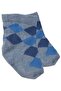 Baby Boy Blue White Beige Diamond Patterned 3-Piece Socks 0-6 Months - 2