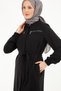 Waist Belted Full Length Zippered Tunic Black 23Yt416 - 2