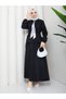 Zippered Tie-Down Detailed Shirt & Skirt with Scarf Hijab Set Rc9032 - 4