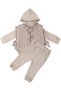 Baby Girl Beige Quilted Ruffled Vest Hooded Badili Triple Luxury Set