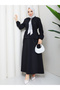 Zippered Tie-Down Detailed Shirt & Skirt with Scarf Hijab Set Rc9032 - 5