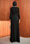 Black Collar Detail Stone Evening Dress - 5