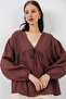Women's Front Lace-Up Long Sleeve Blouse 946 - Brown - 4