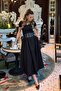 Thick Belt Layer Midi Women's Skirt - Black - 4