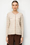 Women's Crew Neck Small Diamond Patterned Fine Knit Cardigan Beige - 3