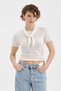 Women's Wool Piece Knitwear Scarf Detailed Design Short Sleeve Blouse - 2