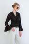 Bitter Coffee V-Neck Flounce Spanish Sleeve Ruffle Blouse Alc-X15430 - 2