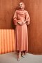 Taba Balloon Sleeve Satin Evening Dress