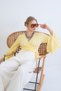 Women's yellow Double-Breasted collar spanish sleeve c Cropped blouse alc-x15427 - 5