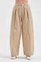 Women's Pleated Detailed 100% Cotton Design Balloon Fit Trousers - 6