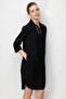 Women's Collar Embellished Dress Black