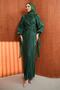 Emerald Green Chiffon Evening Dress with Front Detailing