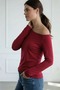 Anthracite Women's Off-Shoulder Boat Neck Relaxed Fit Long Sleeve T-Shirt - 2