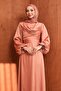 Taba Balloon Sleeve Satin Evening Dress - 2