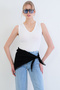 White V-Neck Sleeveless Blouse Alc-X15441 - 3