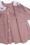 Baby Girl Dusty Rose Embroidered Collared Muslin Dress - 3