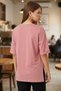 Women's Dusty Rose Round Neck Double Sleeve T-Shirt with Sides Slit Cotton in T-Shirt Arm-26Y137001 - 2