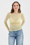 Women's Sheer Look Crew Neck Design Blouse - 2