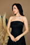 Lace Fabric Strapless Dress - Black - 4
