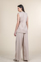 Women's Summer Beige Pleated Vest and Pants Set Stylish Daily Comfortable Two-Piece 1298 - 4