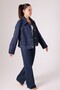 Women's Navy Blue Enzyme Wash Jean Jacket – 100% Cotton Denim - 3