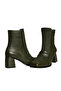 Khaki Leather Women's Heeled Boots - 3