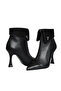 Black Leather Women's Heeled Boots - 3
