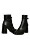 Black Leather Women's Heeled Boots - 3