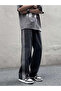 Unisex Side Stripe Striped Frayed Zipper Closure Baggy Jeans Gray - 3
