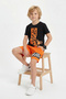 Round Neck Skate Print Detailed Summer Boys' Top and Bottom Set - 3
