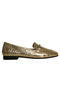 Gold Leather Buckled Women's Ballet Flats - 3